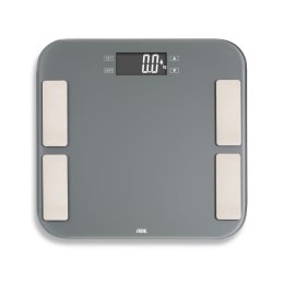 Waga łazienkowa z analizą masy ciała, do 180 kg, 33 x 33 cm, szara