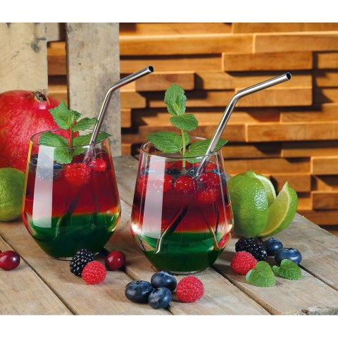 Stalowe słomki do napojów ze szczoteczką do czyszczenia CILIO 6 sztuk 22,5 cm