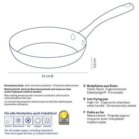 Patelnia żelazna śred. 24 cm