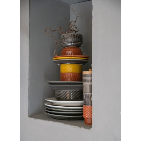 Talerz, szary, ceramika, śred. 27,5 cm