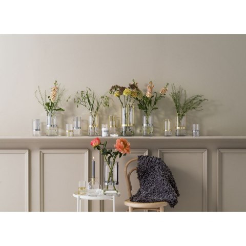 Wazon, śred. 8 x 15 cm, szkło/metal, złoty, pudełko prezentowe