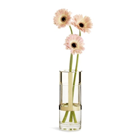 Wazon, śred. 8 x 15 cm, szkło/metal, złoty, pudełko prezentowe