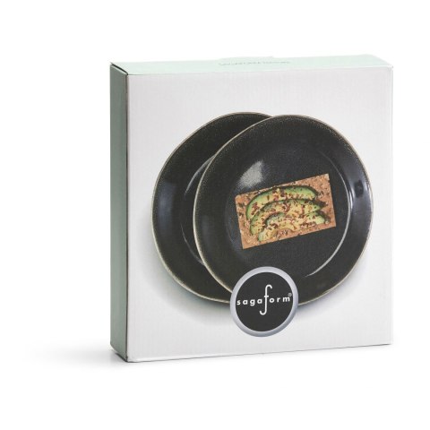 Zestaw talerzy, 2 szt., ciemnoszare, kamionka, śred. 22 cm