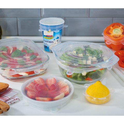 Pokrywki silikonowe 6 szt. 6,5 + 9,5 + 11 + 14 + 15,5 + 20 cm