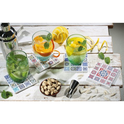 Podkładka pod szklanki, ceramika/korek, 11 x 11 cm, gwiazda