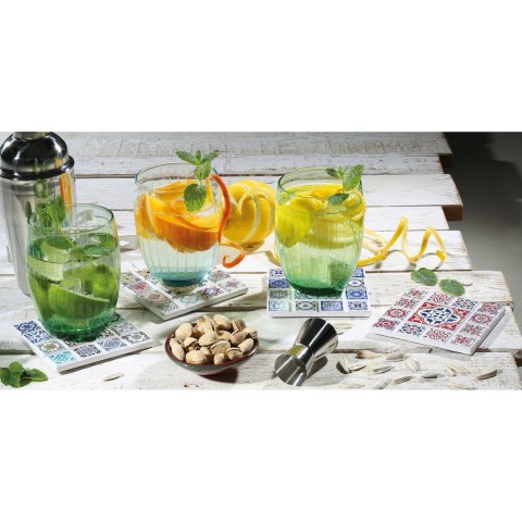 Podkładka pod szklanki, ceramika/korek, 11 x 11 cm, gwiazda