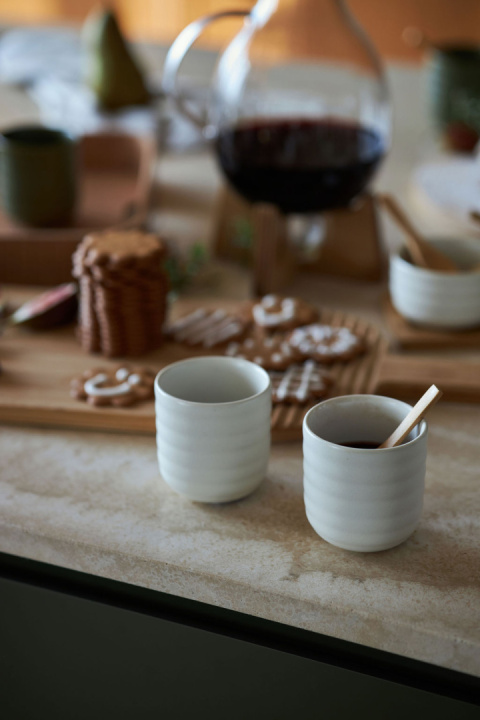 Kubki do grzanego wina MAŁE 2 sztuki kamionka 0,18 L średnica 7×7,5 cm MINI białe SAGAFORM