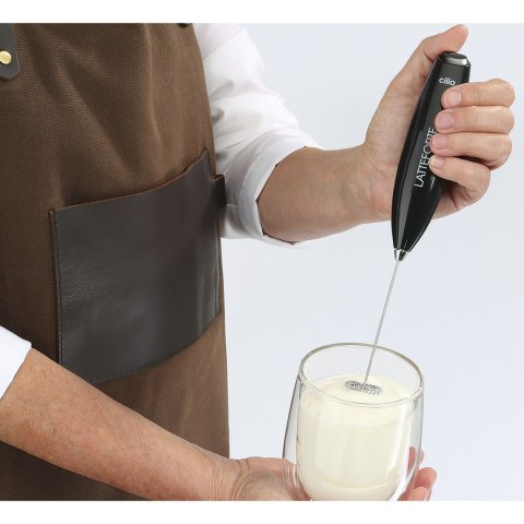 Spieniacz do mleka na stojaku CILIO 23 cm metaliczny błyszczący