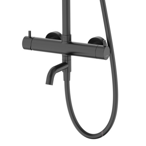 Zestaw natryskowy Kolumna prysznicowa Corsan LUGO Deszczownica 25cm Wylewka obrotowa Czarna