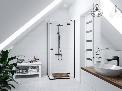 Zestaw natryskowy z termostatem Kolumna Corsan ANGO Deszczownica 25cm Czarna