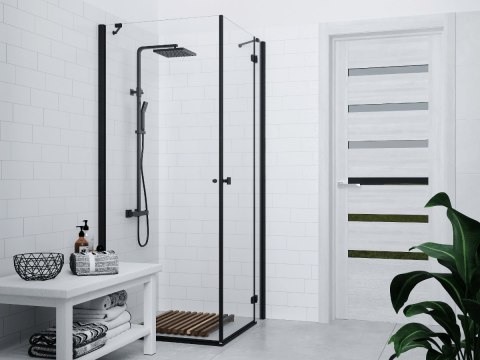 Zestaw natryskowy z termostatem Kolumna Corsan ANGO Deszczownica 25cm Czarna