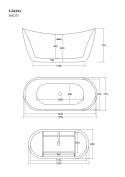 Wanna wolnostojąca Corsan NAUTI 170 x 77 cm Korek klik-klak Złoty