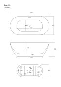 Wanna wolnostojąca Corsan OLVENA 170 x 75 cm Korek klik-klak Biały