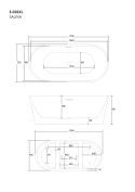 Wanna wolnostojąca Corsan SALINA 170 x 72 cm Korek klik-klak Złoty