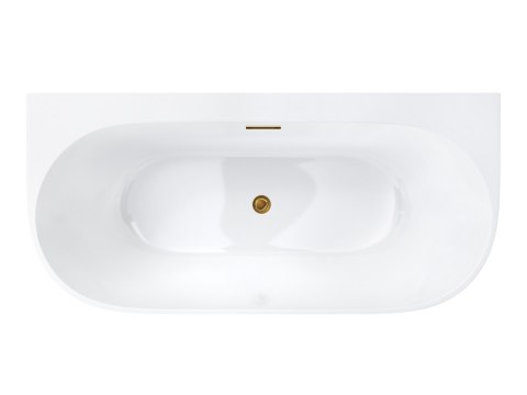 Wanna przyścienna wolnostojąca Corsan E030 Mono 170 cm z szeroką krawędzią i wykończeniem złotym