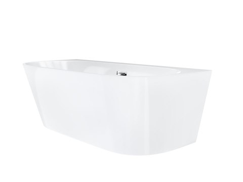 Wanna przyścienna wolnostojąca Corsan MONO 150 x 75 cm z szeroką krawędzią Korek klik-klak Chrom