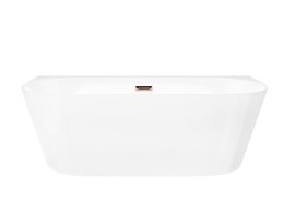 Wanna przyścienna wolnostojąca Corsan MONO 170 x 80 cm z szeroką krawędzią Korek klik-klak Miedziany / Różowe Złoto