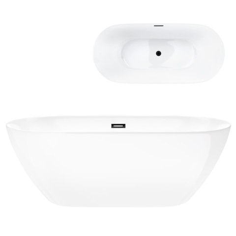 Wanna wolnostojąca Corsan OLVENA 160 x 76 cm Korek klik-klak Czarny
