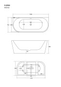 Wanna przyścienna wolnostojąca Corsan MONO 150 x 74 cm Korek klik-klak Grafit / GunMetal
