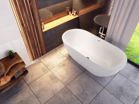 Wanna wolnostojąca Corsan RENO 170 x 80 cm z boczną półką Korek klik-klak Grafit / GunMetal