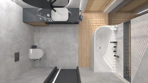 Wanna wolnostojąca narożna Corsan INTERO 170 x 80 z szeroką krawędzią Montaż prawostronny Korek klik-klak Grafit / GunMetal