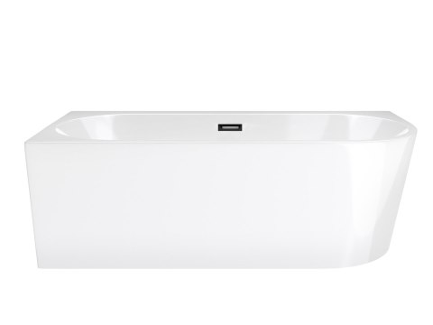 Wanna wolnostojąca narożna Corsan INTERO SLIM 160 x 74 z szeroką krawędzią Montaż lewostronny Korek klik-klak Grafit / Gun Metal