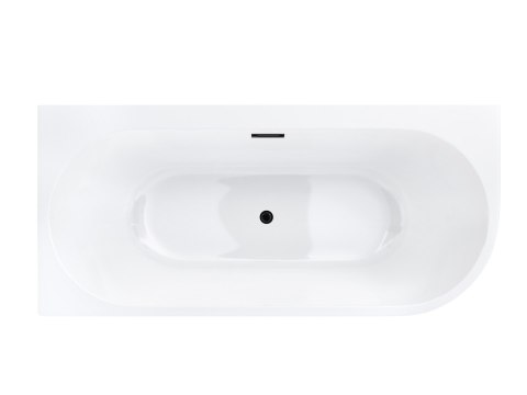 Wanna wolnostojąca narożna Corsan INTERO SLIM 160 x 74 z szeroką krawędzią Montaż lewostronny Korek klik-klak Grafit / Gun Metal