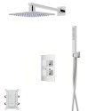 Zestaw prysznicowy Corsan Ango chrom z deszczownicą LED, baterią termostatyczną i słuchawką