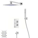 Zestaw prysznicowy Corsan Ango chrom z deszczownicą LED, baterią termostatyczną, słuchawką i wylewką