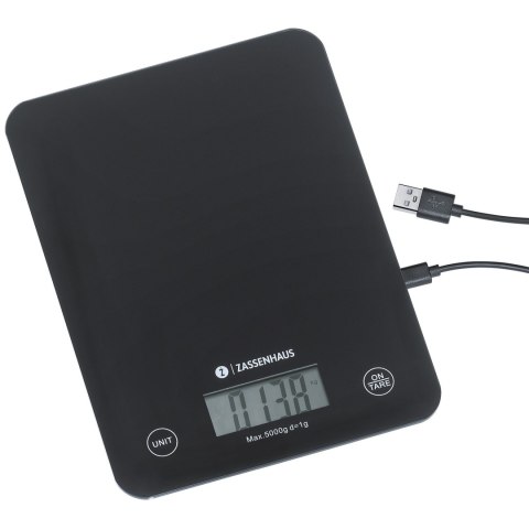 Elektroniczna waga kuchenna ładowana przez USB ZASSENHAUS 21,5 x 16 cm czarna