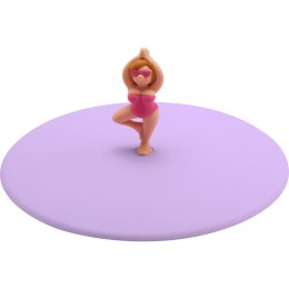 Pokrywka silikonowa z plażowiczem yoga LURCH śred. 10,5 cm fioletowa