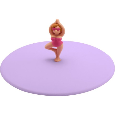 Pokrywka silikonowa z plażowiczem yoga LURCH śred. 10,5 cm fioletowa