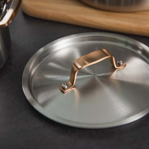 Zestaw garnków, 4 el., stal nierdzewna, uchwyty w kolorze różowego złota