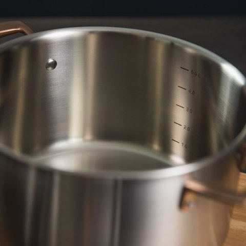 Zestaw garnków, 4 el., stal nierdzewna, uchwyty w kolorze różowego złota