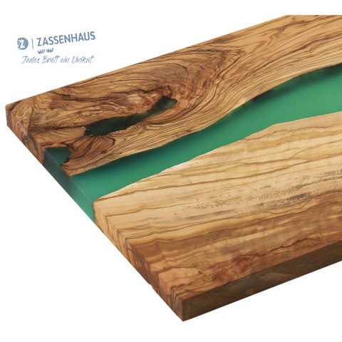Deska do serwowania ZASSENHAUS 45 x 22 x 1,5 cm zielona ręcznie robiona