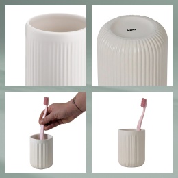 Kubek na szczoteczki do zębów KELA średnica 7,5 x 10 cm beżowy