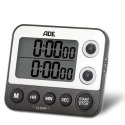 Minutnik elektroniczny 2 pomiary do 99 godzin ADE 9 x 2 x 8 cm czarny