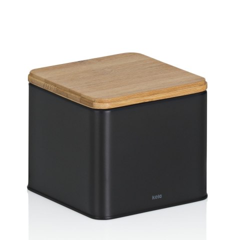 Pojemnik kuchenny, metal/bambus, 0,8 l, 11,5 x 11,5 x 9,5 cm