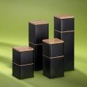 Pojemnik kuchenny, metal/bambus, 0,8 l, 11,5 x 11,5 x 9,5 cm