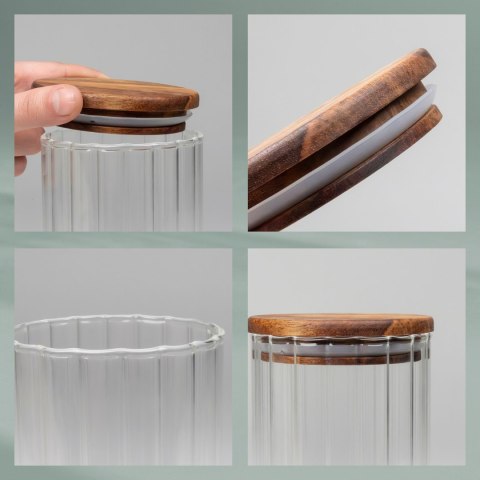 Pojemnik kuchenny, szkło borokrzemowe/drewno akacji, 0,9 l, śred. 9 x 18 cm
