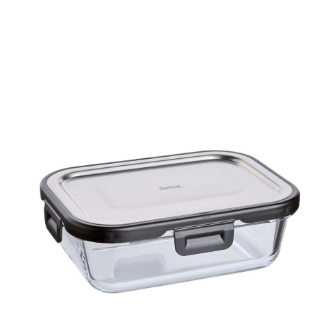 Pojemnik na żywność, szkło borokrzemowe/stal nierdzewna, 0,64 l, 17,5 x 13 x 6 cm