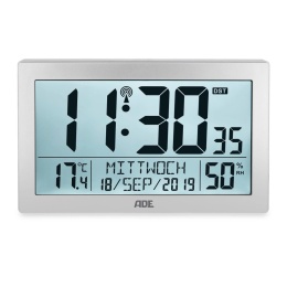 Zegar elektroniczny z dużym wyświetlaczem ADE 22,5 x 3,5 x 14,5 cm szary