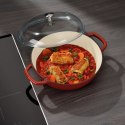 Żeliwna patelnia do serwowania ze szklaną pokrywą KELA 3,8 L średnica 28 cm czerwona