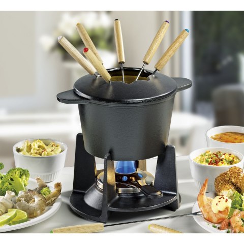 Zestaw do fondue dla 8 osób 12 elementów SPRING żeliwo śred. 16 cm