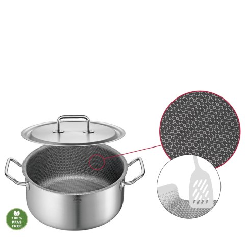 Garnek niski z powłoką nieprzywierającą, stal nierdzewna, śred. 24 cm, 4,7 l