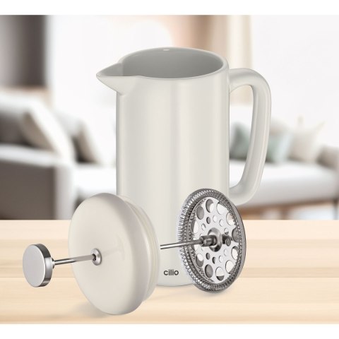 Kafeteria tłokowa, porcelana, 1,0 l (8 filiżanek), śred. 10 x 23 cm, biała