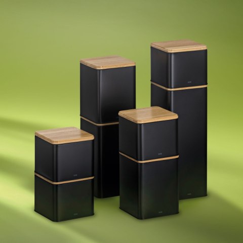 Pojemnik kuchenny, metal/bambus, 1,6 l, 11,5 x 11,5 x 19 cm