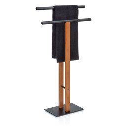 Wieszak na ręczniki, bambus/stal, 50 x 20 x 93 cm