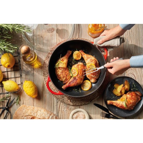 Brytfanna z pokrywą 2,5 L śred. 24 x 6,5 cm czerwona KUCHENPROFI