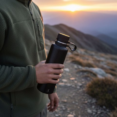 Butelka termiczna, stalowa, 1,0 l, czarna